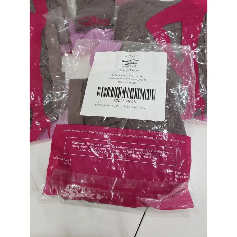 NEW 5‎ PACKS / 10 PAIR - Silkies Control Top Panty Hose SMALL TAUPE